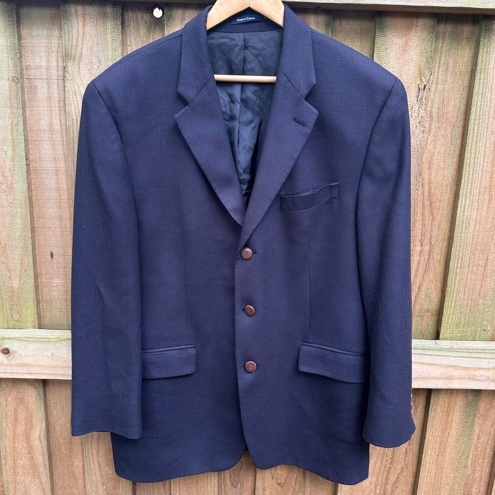 Ralph Ralph Lauren Navy blue herringbone suit jacket with satin lining Size 50R